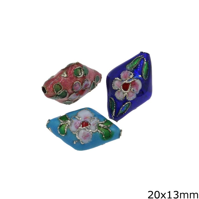 Cloisonne Rhombus Bead 20x13mm