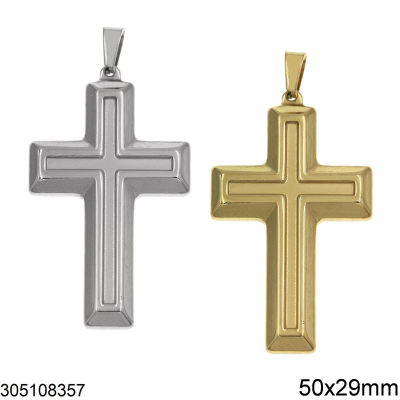 Stainless Steel Pendant Cross 50x29mm