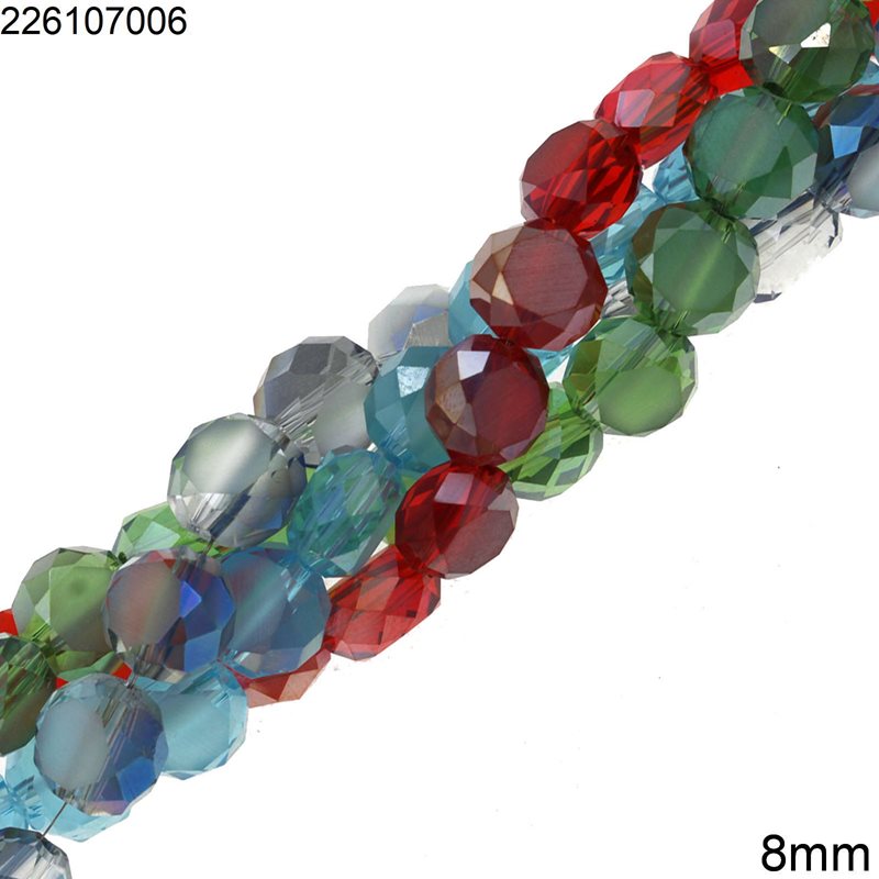 Glass Faceted Coin Beads 8mm