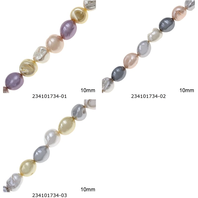 Semi Precious Stones Pearl Coated Oval Beads 10mm
