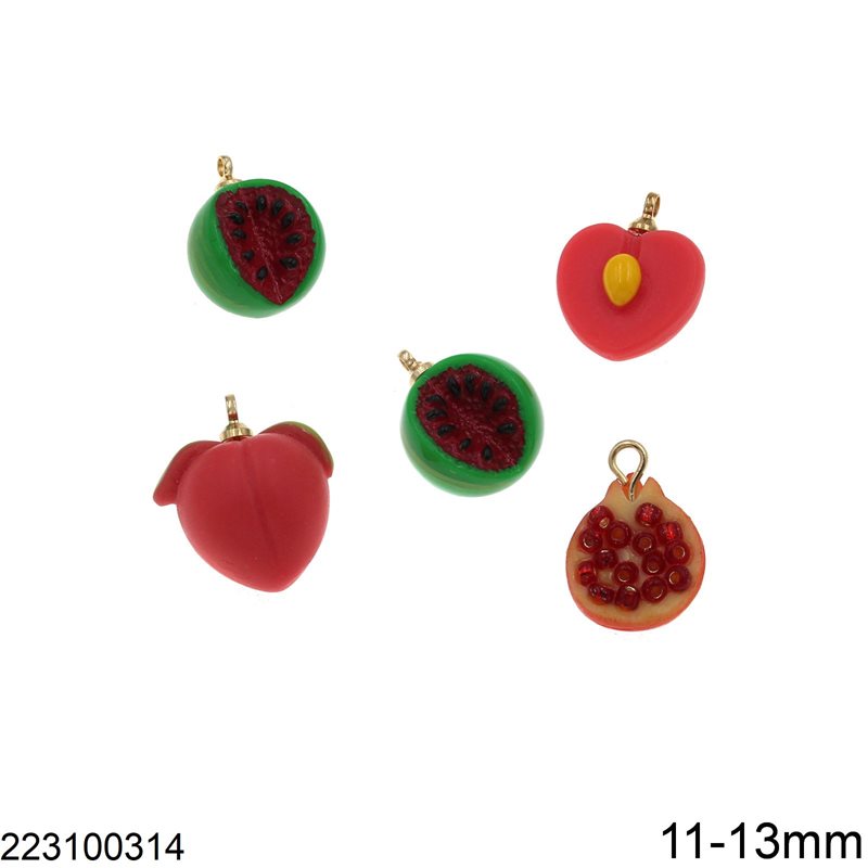 Acrylic Pendant Fruits 11-13mm