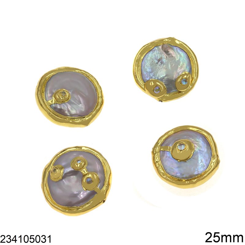 Freshwater Pearl Flat Beads with Moonstones 25mm