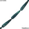 Pasta Jade Pearshape Beads 10x40mm, Swirls Blue