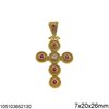 Silver 925 Pendant Byzantine Cross with Zircon 7x20x26mm