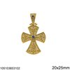 Silver 925 Pedant Byzantine Cross with Zircon 20x25mm