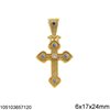 Silver 925 Pendant Byzantine Cross with Zircon 6x17x24mm
