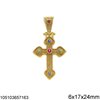 Silver 925 Pendant Byzantine Cross with Zircon 6x17x24mm