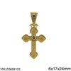 Silver 925 Pendant Byzantine Cross with Zircon 6x17x24mm
