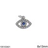 Silver 925 Pendant Evil Eye with Zircon 8x13mm