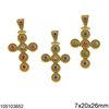 Silver 925 Pendant Byzantine Cross with Zircon 7x20x26mm