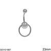 Stainless Steel Belly Button Ring 23mm with Ball 6mm and Ring 15mm