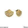 Stainless Steel Stud Earrings Shell with Stones 15mm