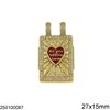 Μενταγιόν Μπρούτζινο με "All you NEED is Love" και Ζιργκόν 27x15mm