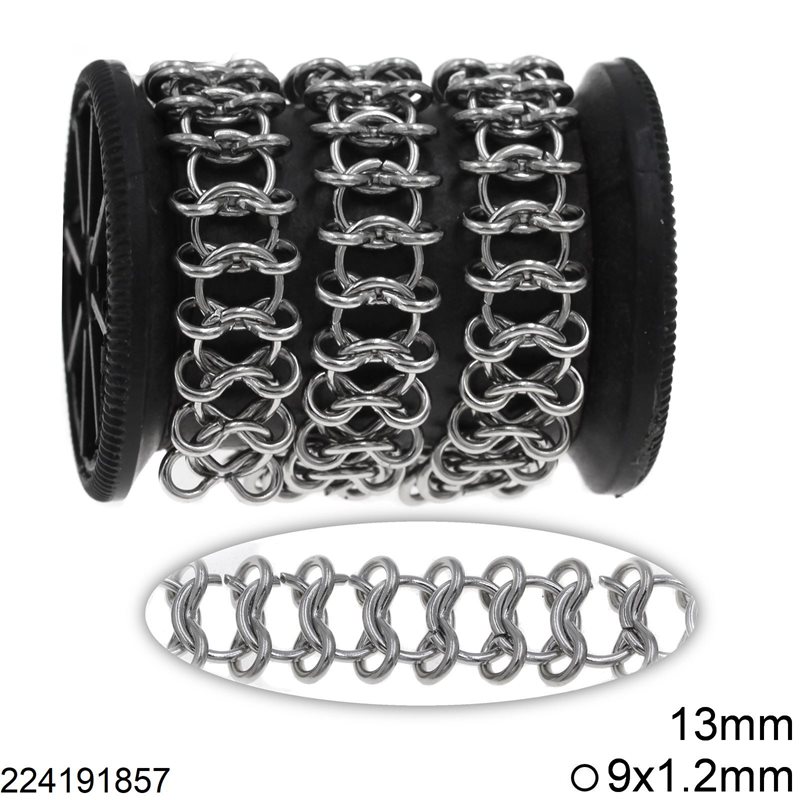 Stainless Steel Chain with Ring 9x1.2mm and "8" Link 13mm
