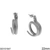 Stainless Steel Stud Earrings Ring Snake with Twisted Tail 22mm