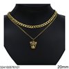 Stainless Steel Necklace Double Gourmet Chain with Stones 20mm