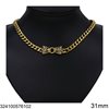 Stainless Steel Necklace Double Gourmet Chain with Stones 20mm