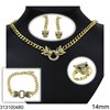 Stainless Steel Set of Necklace, Bracelet, Ring and Earrings Gourmet Chain Panthers with Stones 14mm