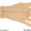 Σετ Ατσάλινο Βραχιόλι 17cm και Δαχτυλίδι 8cm Αλυσίδα Φορσετίνα 2x1.6mm με Μπιλάκια 3mm