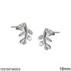 Silver 925 Stud Earrings Olive Branch 20mm