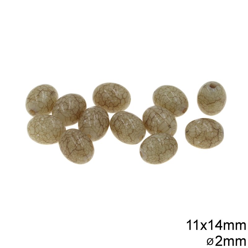 Plastic Oval Bead 11x14mm with Hole 2mm