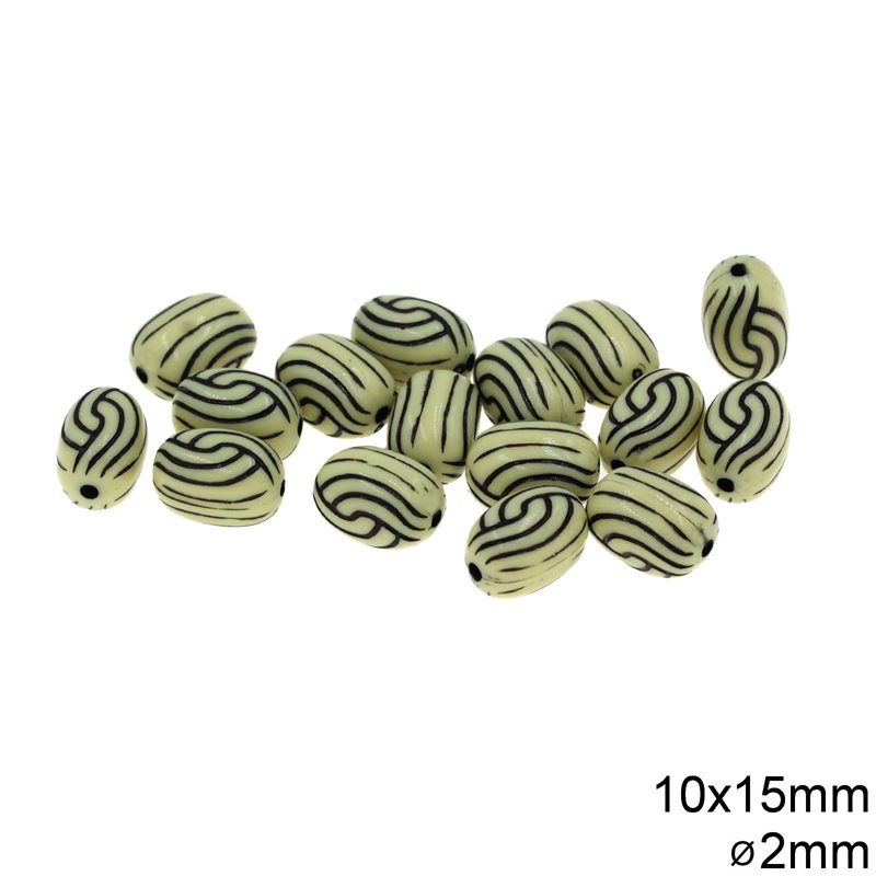 Plastic Oval Bead 10x15mm with Hole 2mm