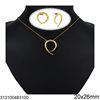 Stainless Steel Set of Necklace and Stud Earrings Horseshoe 20x26mm