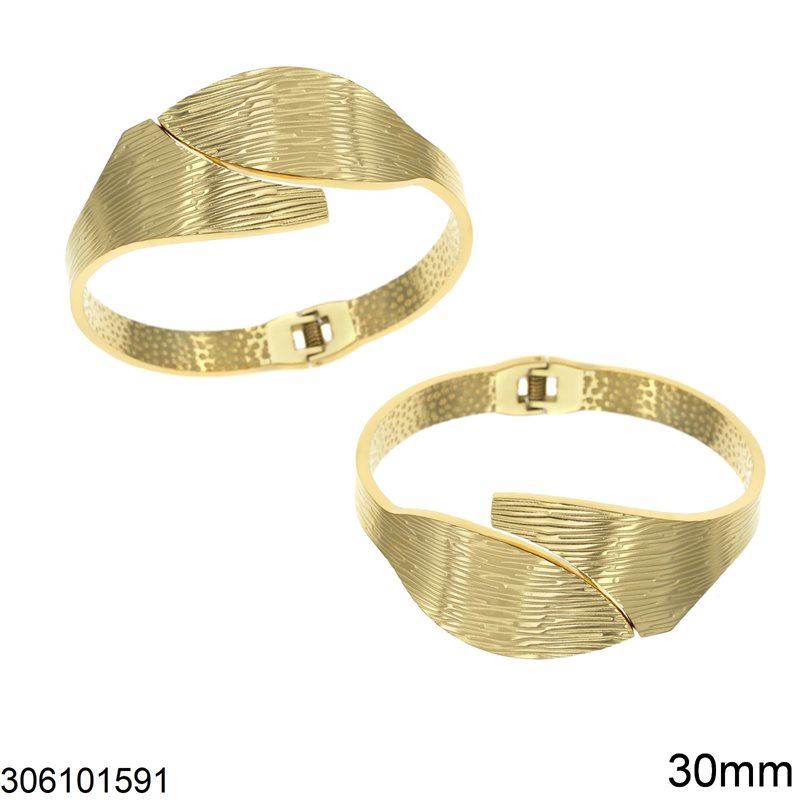 Stainless Steel Cuff Textured Bracelet 30mm