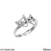 Silver 925 Ring Greek Theatre Mask 10mm
