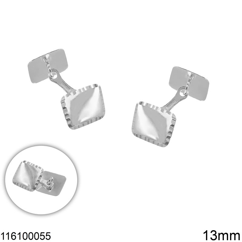 Silver 925 Square Cufflinks 13mm