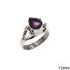 Silver 925 Ring with Pearshape Amethyst 12mm