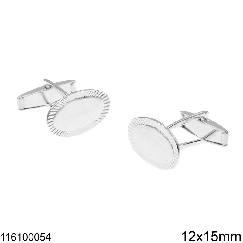 Silver 925 Oval Cufflinks 12x15mm