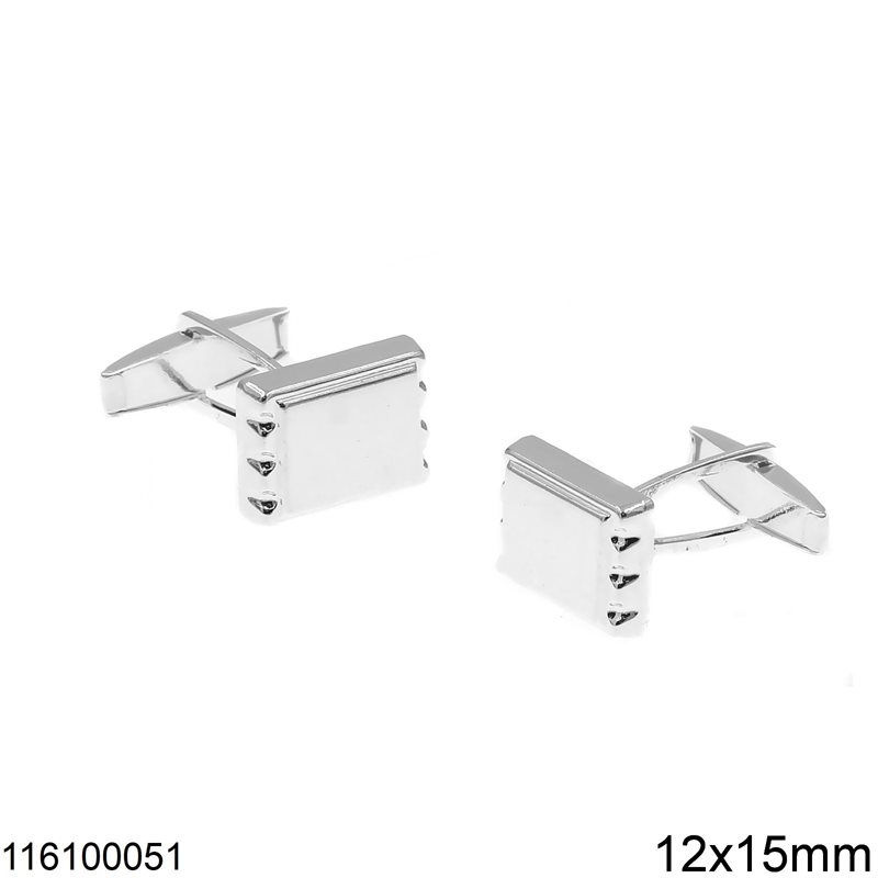 Silver 925 Rectangular Cufflinks 12x15mm