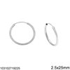 Silver 925 Hoop Earrings 2.5mm