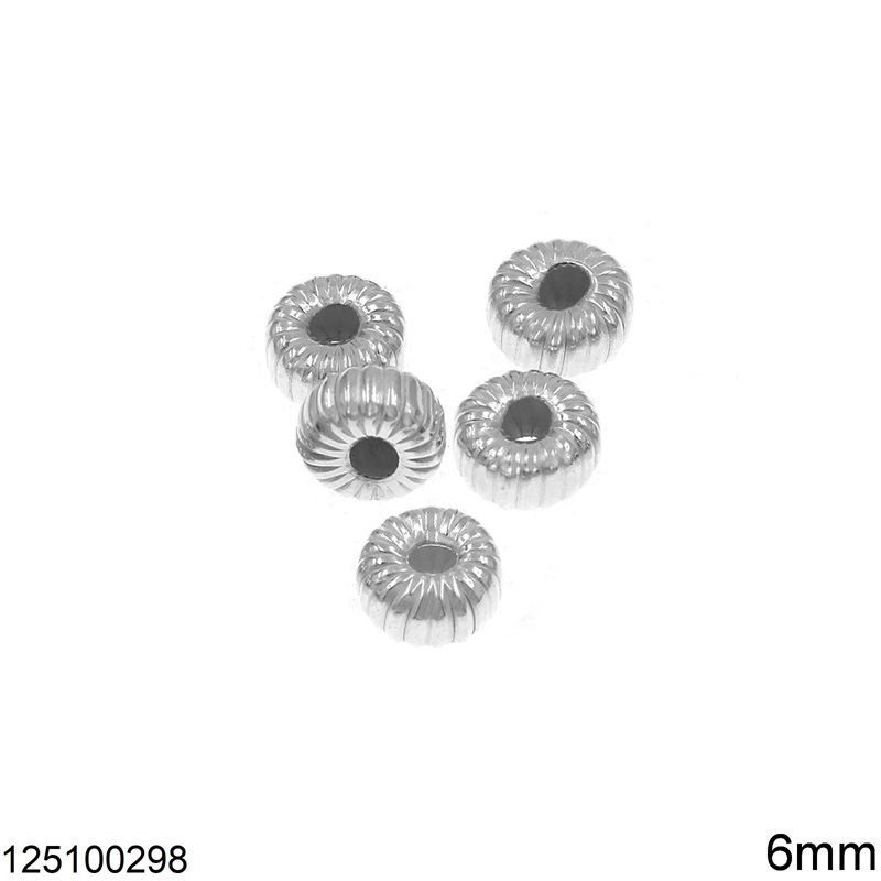 Silver 925 Finding Rodelle Beads with Stripes 6mm