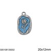 Stainless Steel Rectangular Pendant with Flower 20x12mm