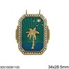 Stainless Steel Pendant Palm Tree with Enamel and Stones 34x28.5mm