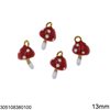 Stainless Steel Pendant Mushroom with Enamel 13mm