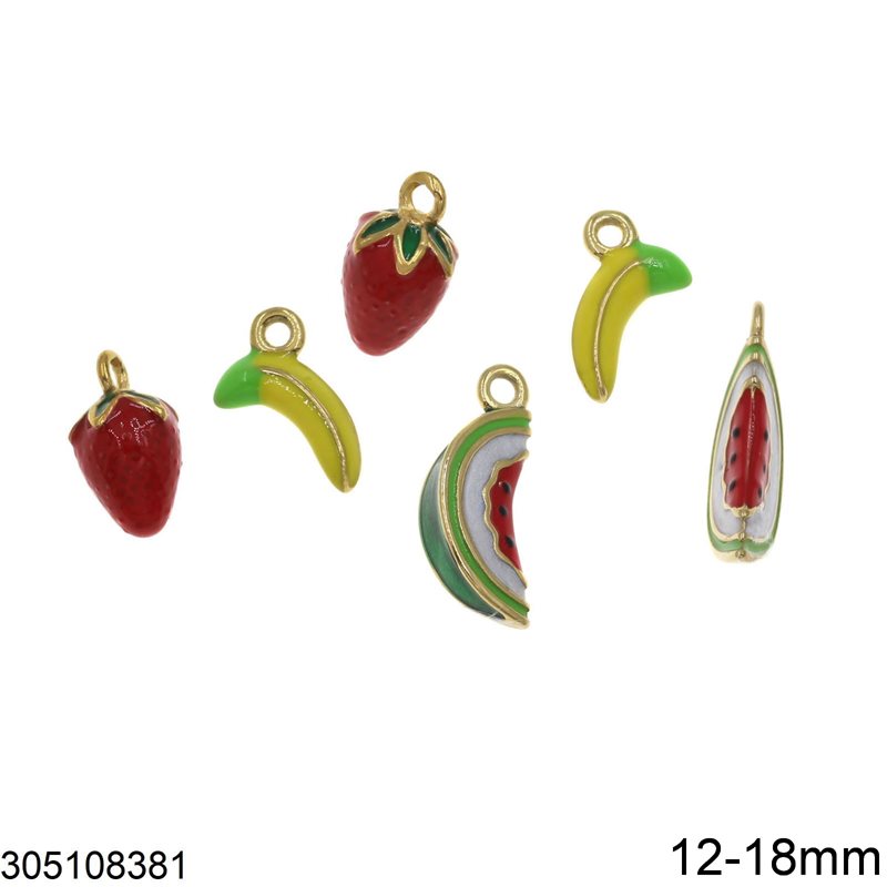 Stainless Steel Pendant Fruits with Enamel 12-18mm