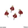 Stainless Steel Pendant Mushroom with Enamel 13mm