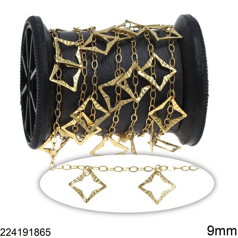Stainless Steel Oval Link Chain 3.3x2mm with Hanging Square Part 9mm