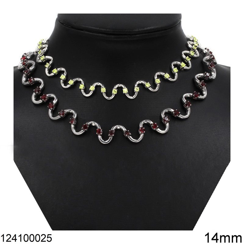 Silver 925 Necklac Curves 14mm with Zircon