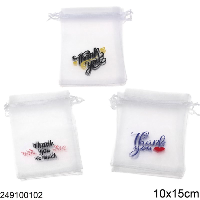 Organza Pouch with "Thank You" 10x15cm