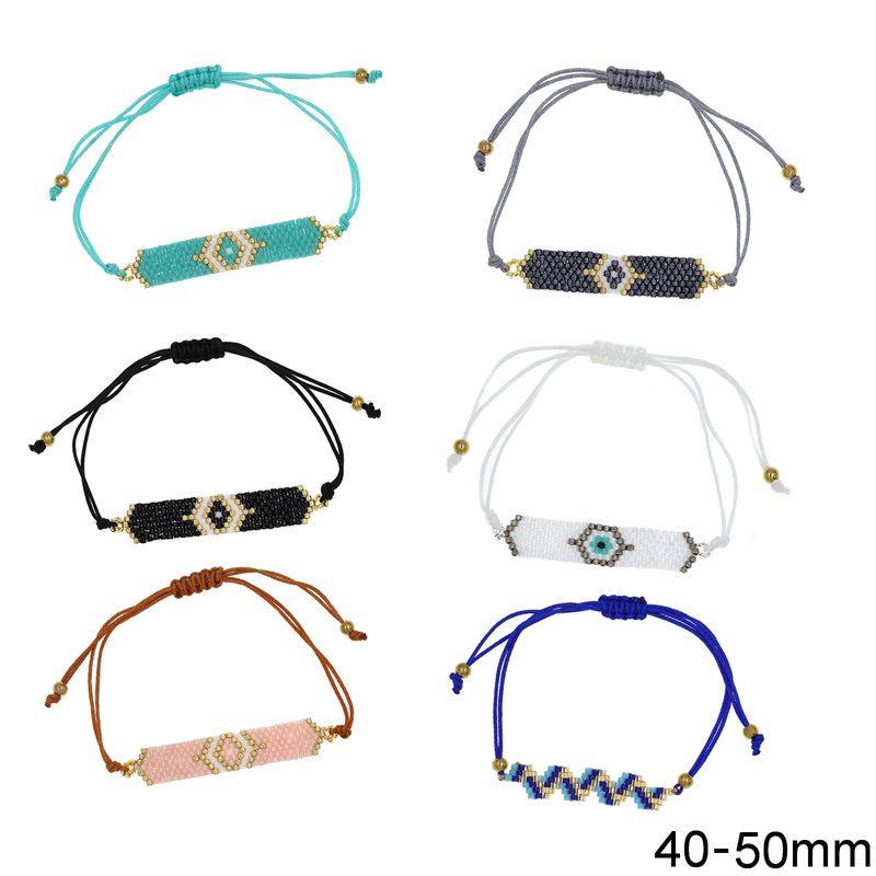 Bracelet with Miyuki Beads 40-50mm and Macrame Knot Clasp