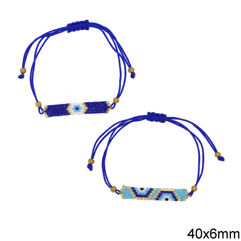 Βραχιόλι με Χάνδρες Miyuki 40x6mm και Κούμπωμα Μακραμέ