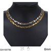 Stainless Steel Herringbone Chain Necklace and Bracelet with Leopard Design 6mm