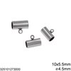 Stainless Steel Tube Bead 10x5.5mm with Ring and Hole 4.5mm