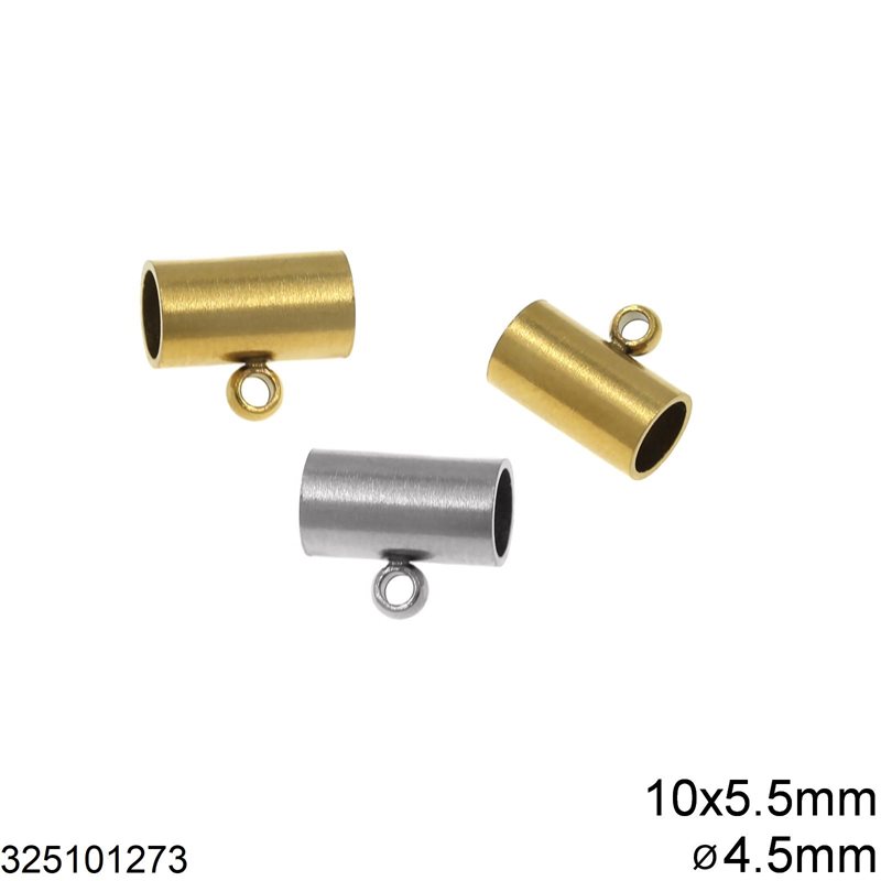 Stainless Steel Tube Bead 10x5.5mm with Ring and Hole 4.5mm