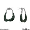 Stainless Steel Stud Earrings Oval with Enamel 30x22mm