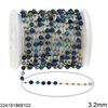 Stainless Steel Link Chain with Faceted Round Bead 3.2mm and Stainless Steel Ball
